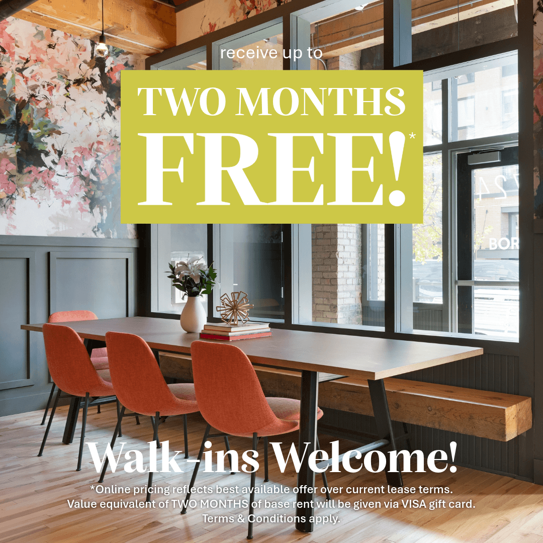 Receive up to two months free.* Walk-ins welcome. Online pricing reflects best available offer over current lease terms. Value equivalent of TWO MONTHS of base rent will be given via VISA gift card. Terms & Conditions apply.
